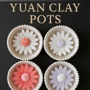 Handcrafted Concrete candle Jar Daisy Flower Candles – Set of 4